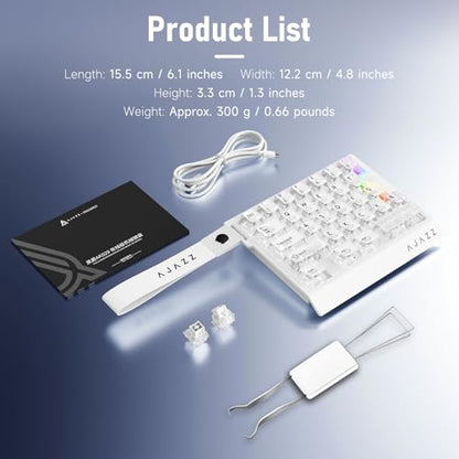 AJAZZ AK029 Magnetic Switch One Handed Gaming Keyboard, Hall Effect Rapid Trigger Mechanical Keypad with SOCD & DKS, 8KHz Polling Rate, 29 Keys Mini Ergonomic Gaming Keyboard for FPS Gamers, PC - color: White Transparent