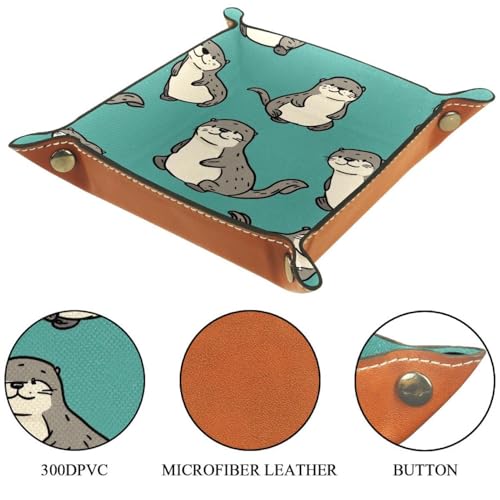 Dice Trays Otter Holder Storage Box for Dice Games Like RPG DND, Leather Dice Holder Portable Folding Rolling Dice Tray, 16x16cm - color: Multi 3