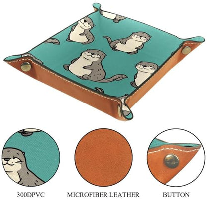 Dice Trays Otter Holder Storage Box for Dice Games Like RPG DND, Leather Dice Holder Portable Folding Rolling Dice Tray, 16x16cm - color: Multi 3