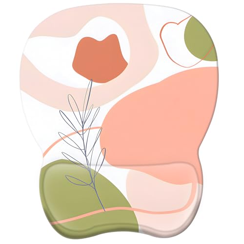 EooCoo Ergonomic Mouse Pad with Wrist Rest, Memory Foam Support Mousepad | Non-Slip Base for Computer, Cafe, Home & Office, 9.64 x 8.26 in Office Desk Accessories, Carpal Tunnel Relief - color: Bohemian