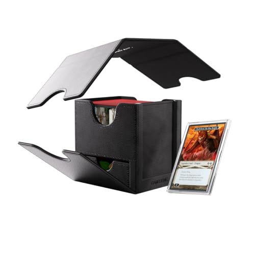 Gamegenic Sidekick Pro 100+ XL Convertible - Premium Deck Box with Secure Card Storage, UV Protected Slide Card Case, Display Top Card, Extra Token Drawer, Magnetic Closure, Black Color, Made - color: Black