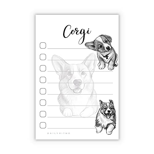 Welsh Corgi Puppies Sticky to Do List Notepad - Dog Sticky Notes Stationary School Supplies for Corgi Mom | Corgi Gifts for Corgi Lovers | 4" x 6" 50 Pages - size: Corgi