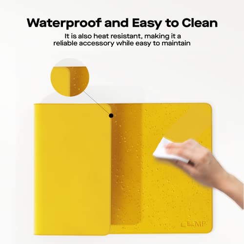Mobile Pixels Desk Pad, Large PU Leather Desk Mat (Racing Yellow) | Desk Protector with Non-Slip Base for Keyboard and Mouse, Upgraded Sewing Waterproof Desk Mat 31.5"x 15.75" - color: Racing Yellow