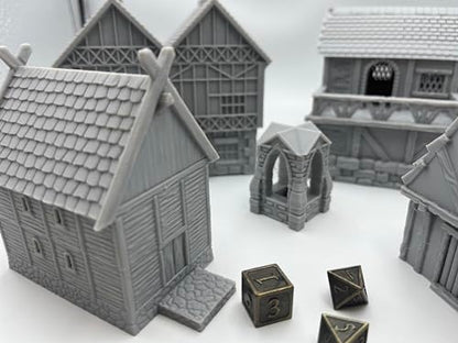 Generic Little Town and Village Houses Scene, Architecture Terrain Scenery for 18-22mm Miniatures Wargame, 3D Printed and Paintable (Deluxe Edition)