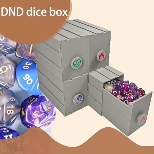 DND Dice Storage Box - Pull-out Storage Mimic Chest Dice Box ，for 180 Dice, Modular Integration, Can Be Assembled Freely, Protective Novelty Dice Holder for Tabletop Dice（4pcs