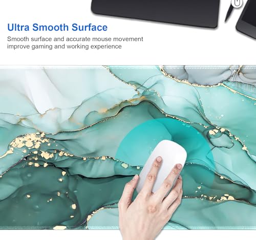 IMAYONDIA Teal Turquoise Marble Desk Mat, Abstract Swirls Cute Desk Pad, Modern Green Ink Art Large Gaming Mouse Pad Mousepad for Desks, Aesthetic Desktop Laptop Mat, Gift for Women Men - color: Teal Turquoise Marble