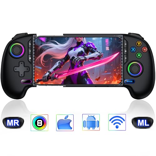 HEYLACOOLX Game Controller for iPhone Android,Programmable Gaming Controller for iPhone w Hall Joystick,800mAh Phone Controller for iPhone iOS Support Xbox Cloud,Steam Link,Call of Duty - color: Black