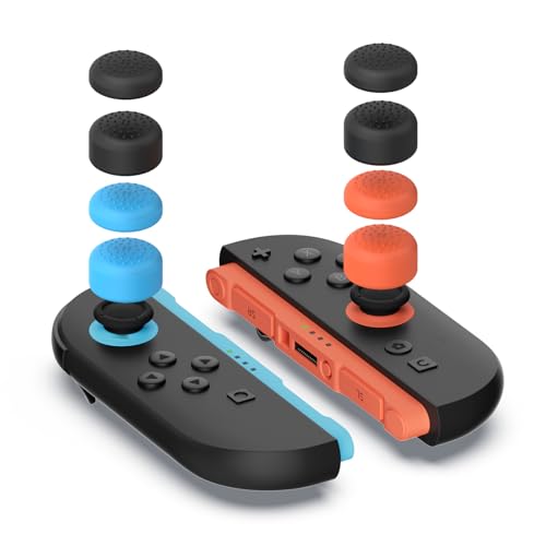 8 Pack Thumb Grips Compatible with Nintendo Switch 2 (2025), WEOTOO Thumb Grip Caps for Switch 2, Enhanced Gaming Grip Set, Joycon Grip Button Stick Cover, Improve Control and Guard Joystick Wear - color: Blue, Orange and Black