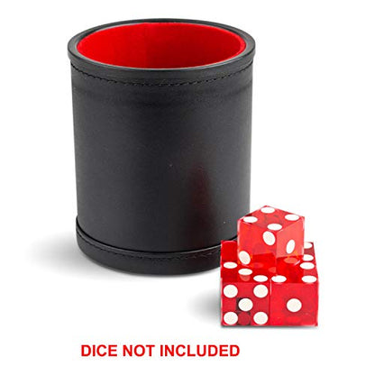 Leather Dice Cup for Board Games, Red Felt Lining