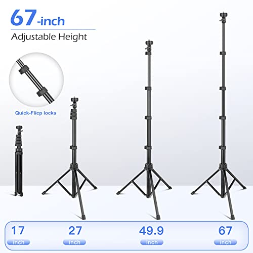 Sensyne 67" Phone-Tripod, Extendable Cell Phone Tripod Stand & Selfie Stick with Wireless Remote and Phone Holder, Compatible with iPhone Android Phone, Camera - color: Black, size: 67-inch