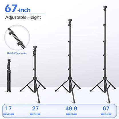 Sensyne 67" Phone-Tripod, Extendable Cell Phone Tripod Stand & Selfie Stick with Wireless Remote and Phone Holder, Compatible with iPhone Android Phone, Camera - color: Black, size: 67-inch