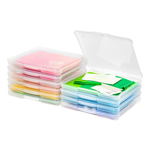 IRIS USA Scrapbook Case |Made in USA| Fits 12"x12" - Thin (10-Pack) - Clear | Portable Plastic Storage Organizers with Built-In Handles for Paper, Art, Board Games, Crafts, Files & Office Supplies - color: Clear, size: 10 Cases (12"x12")