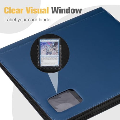 ProCase Top Loader Binder, 9 Pocket Holds 324 Toploaders, Navy | Non-PVC Pockets Waterproof PU Leather Binder for Trading Cards or Sports Cards, Compatible with TCG, MTG in 3"x4" Toploader - color: 5-Navy