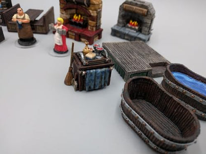 Bustling Inn & Tavern Scatter Terrain Set – 28/32mm Miniature Accessories