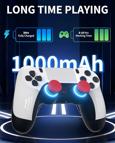 ThinTree Wireless Controller Compatible for PS-5/Pro/Slim/PC, Hall Effect Sticks & 7 RGB LED Mode & Haptic Feedback & 1000 mAh Battery & Motion Sensing, 3.5mm Audio Jack - color: Black and White