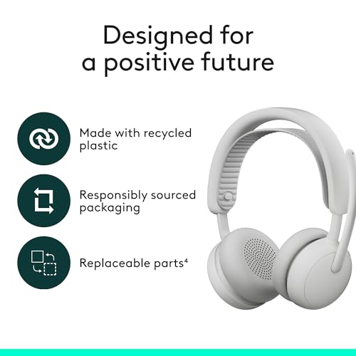 Logitech Zone Wireless 2 ES Noise Canceling Headset - Off-White | Adaptive Hybrid, Bluetooth connectivity, noise-canceling technology, Wireless - color: Off White, style: Wireless