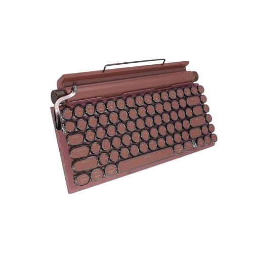 Adventurers Retro Typewriter-Style Mechanical Keyboard, 83 Keys, 75% Compact Layout, Bluetooth 5.0 and Wired, Hot-Swappable Blue Switch, White Backlit for Windows/Mac/iPad/PC/Laptop (Rose Red) - color: Rose red