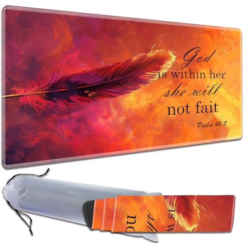 for MTG Playmat Non-Slip Rubber Play Mat with Storage Bag Combination, Ideal for Card Game Lovers TCG Play Mat, Feather Psalm46:5 - color: Feather Psalm46:5