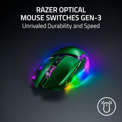 Razer Basilisk V3 Pro 35K Wireless Gaming Mouse, Phantom Green | HyperScroll Tilt Wheel, 35K DPI Optical Sensor Gen 2, 13 Customizable Controls, RGB, Optical Switches Gen 3, 140 Hr Battery - color: Phantom Green