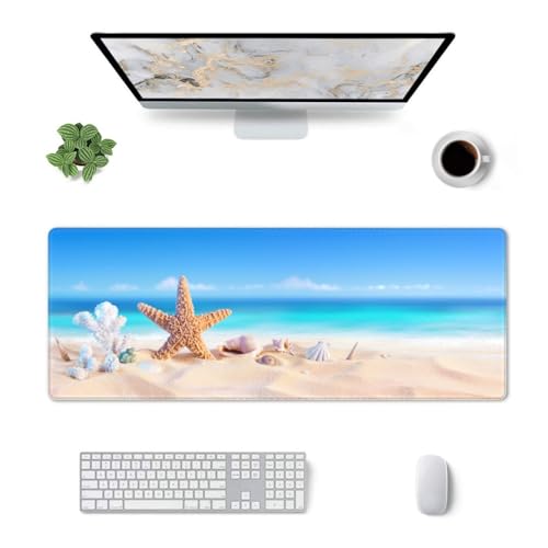 Gaming Mouse Pad, Large Beach Mousepad Laptop, Extended Mouse Mat, Long XL Waterproof Keyboard Pads, Big Non-Slip Mousepads for Game Office Home, 31.5 x 11.8 in - color: Beach