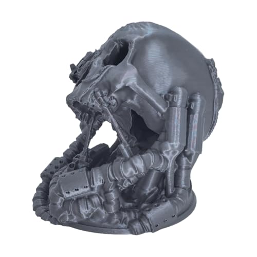 Mechanical Skull Dice Tower Dungeons and Dragons RPG abletop Roleplaying Game Jail D&D (Random 7PCS D20 Dice Set Included) Silver - color: Silver