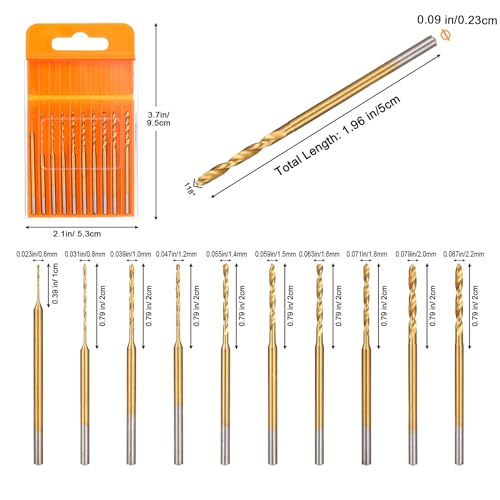Uolor Mini Twist Drill Bit Set, 10Pcs Micro Engraving Drill Bits, 0.6mm-2.2mm, HSS 2.35mm Shank Titanium Coated Tiny Drill Bit Hole Drilling Tool for DIY Resin, Jewelry, Amber, Circuit Board, Walnut - color: Mini Twist Drill Bit Set