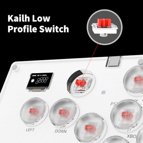 AceGamer Arcade Stick 16Keys All-Button Gamer Finger with Turbo Functions, Custom RGB, Arcade Controller Street Fight for PC/PS3/PS4/Switch/Steam Game Keyboard-Supports Hot Swap (White) - color: White-1