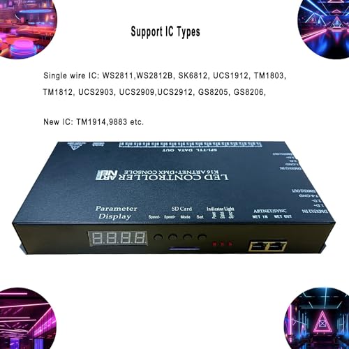 Addressable Led Controller, Programmable RGB Pixel Controller 16 Port 16384 Pixels K16 Artnet Madrix DMX Full Color Ws2812b Ws2812 Ws2811 Light Controller