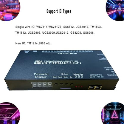 Addressable Led Controller, Programmable RGB Pixel Controller 16 Port 16384 Pixels K16 Artnet Madrix DMX Full Color Ws2812b Ws2812 Ws2811 Light Controller