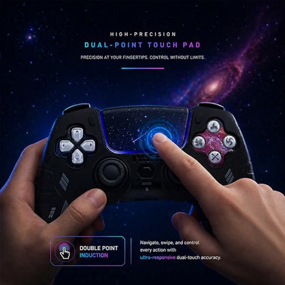 BEllTAYN Wireless Controller for PS5 with 3D Hall Effect Joysticks, Bluetooth 5.0 Connectivity, Dual Vibration, 6-Axis Motion Control, Design for Smooth and Comfortable Gaming Compatible with PS5 and Windows PC (Galaxy Black) - color: Galaxy Black