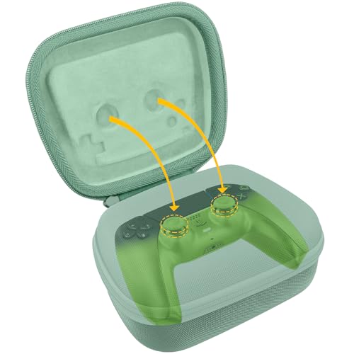 Baval Hard Case for Playstation 5 PS5 DualSense Wireless Controller | Protective Storage Box, Specifically Design for PS 5 Controller, Soft Velvet Lining, Customized Slots, Snug Fit, Green Case - color: Green Hard Case