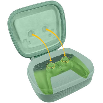 Baval Hard Case for Playstation 5 PS5 DualSense Wireless Controller | Protective Storage Box, Specifically Design for PS 5 Controller, Soft Velvet Lining, Customized Slots, Snug Fit, Green Case - color: Green Hard Case