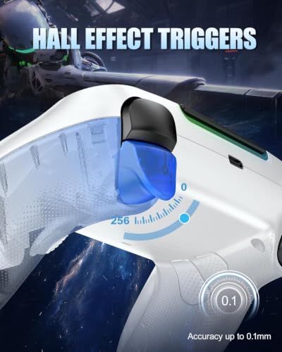 GUOC LED Wireless Controller for PS5 with Hall Effect Joystick and Trigger,4 Macron Boutton Extended Grip Controller Compatible with PS5 Pro/Slim, Dual Vibration, Remap/Turbo Function