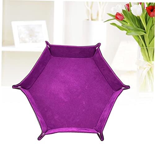 BESPORTBLE Hexagon Dice Tray Pu Leather Storage Box Folding Dice Cup for Gaming Easy Clean and Portable