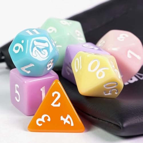 DND Dice Set -D&D Polyhedral Dice (7 Pcs) with Gift Leather Dice Bag for Role Playing Dice Games RPGs(7Pcs-Macaron) - color: 7pcs-macaron