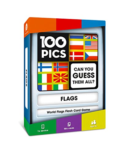 100 PICS Flags of The World Travel Game - Learn 100 Country Flags | Flash Cards with Slide Reveal Case | Geography Card Game, Gift, Stocking Stuffer | for Kids and Adults | Ages 6+ - style: Flags of the World