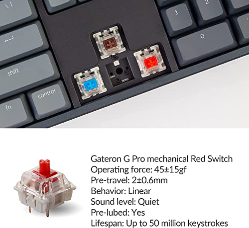 Keychron K10 RGB Full Size Layout Hot-Swappable Mechanical Keyboard for Mac Windows, Multitasking 104-Key Bluetooth Wireless/USB Wired Gaming Keyboard with Keychron Super Red Switch Aluminum Frame - color: Hot-swap Keychron Super Red Switch