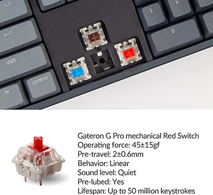 Keychron K10 RGB Full Size Layout Hot-Swappable Mechanical Keyboard for Mac Windows, Multitasking 104-Key Bluetooth Wireless/USB Wired Gaming Keyboard with Keychron Super Red Switch Aluminum Frame - color: Hot-swap Keychron Super Red Switch