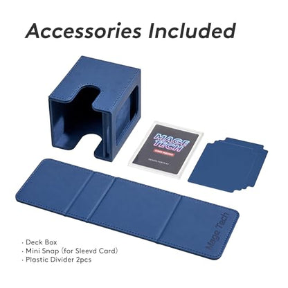 Mage Tech Commander Deck Box Lite - Card Display with Snap Card Holder & Removable Cover, Fits 100+ Single-Sleeved Cards, Ideal for MTG, PTCG, OPCG, SWU & More (Blue) - color: Blue
