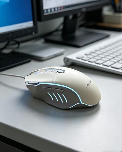 Wired Gaming Mouse, 7200 DPI Optical Ergonomic Mouse with 4 Adjustable DPI, 8 Programmable Buttons, Anti-Slip Scroll Wheel, 1.5m USB Cable for PC Laptop Office Gaming