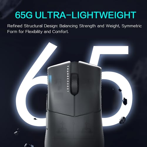 Thunderobot ML903 4K Souris Gamer Sans Fil avec Station de Charge RGB, Capteur Optique de 26 000 DPI,PAW3395,Longue Durée de Vie de la Batterie, Souris Ergonomique Sans Fil Pour PC, Mac - color: Black