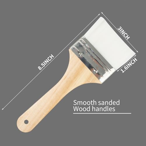 Set of 3 Chip Paint Brushes with Synthetic Bristles for Priming Painting, Varnishing, Wood, Walls, Painting