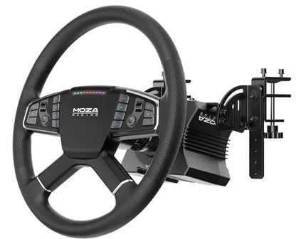 MOZA Trucking Bundle 4PCS PC Gaming Racing Simulator Kit: R5 5.5Nm Direct Drive Wheel Base, 400mm TSW Truck Wheel, SR-P Lite Pedals and Wheel Clamp for PC, Black