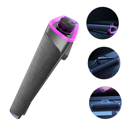 Angoily Sound Bar for Wired Speaker Dual Horn Design Immersive Gaming Sound Compact Laptop Speaker - color: Black