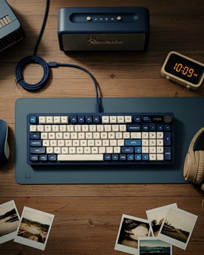 RK ROYAL KLUDGE M100 Wireless Mechanical Keyboard with Screen & Knobs, Blue | RGB Gaming Keyboard with Number Pad, Bluetooth/2.4GHz/USB-C Gasket Mount Keyboards for Win/Mac/PC, Hot Swappable Cream Switch - color: Blue
