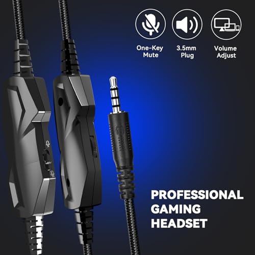 IMYB A88 Gaming Headset with Microphone, Stereo Wired Noise Cancelling Over-Ear Headphones with Mic for Pc, Ps5, Xbox One Series X/s, Ps4, Computer, Laptop, Mac, Nintendo, Gamer (Blue) - color: Blue