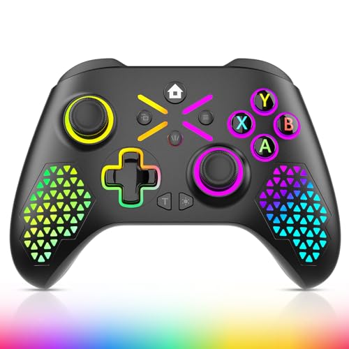 Gamrombo Wireless Gaming Controller Compatible with Xbox One S/X, Xbox Series X/S Windows 10/11 PC Gaming Controller with Adjust RGB Light/Audio Jack/Turbo/Macro/Dual Shock - color: RGB