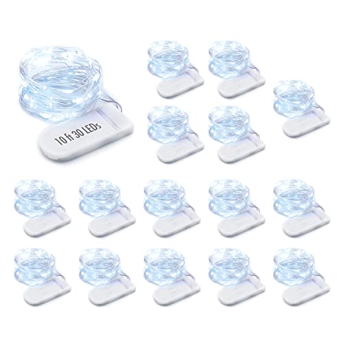 MUMUXI Battery Operated 16 Pack of Copper Wire LED Fairy Lights, 10ft Cool White, Easy to Shape, Waterproof, Indoor/Outdoor Use - color: Cool White, size: 10 Ft-16 Pack-30 LED
