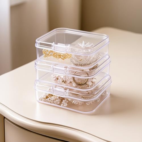 Mini Clear Plastic Storage Containers, 2.56x1.77x0.79 inch | 100 Pack, Rectangular, Hinged Lid, For Beads and Small Craft Items - size: 2.56 x 1.77 x 0.79 inch
