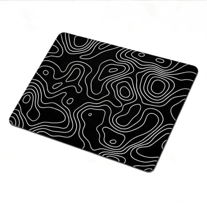 Hard Gaming Black Glass Mouse Pad with White Topographic Design, Large 410mm*310mm Mouse Mat, Unique Professional Glass Surface for Enhanced Precision and Speed - color: Black(Topographic)